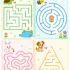 Easy maze worksheets for preschool kids ages 4–5 with colorful animal maze puzzles printable activity