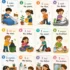 Colorful printable kids chore chart with daily household responsibilities for preschool and elementary children including cleaning, organizing, laundry, and helping at home.