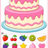 Colorful two-tier cake decorating activity with fruit and sweet decorations for children to cut and paste onto the cake.