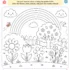 Printable rainbow garden activity for kids featuring flowers, trees, and a rainbow to color and decorate creatively.