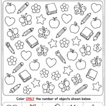 Printable I Spy & Color worksheet for kids ages 4-6 designed to improve visual scanning, observation, attention, and focus skills.