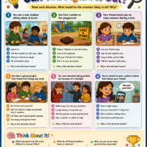 Printable critical thinking activity for kids with real-life decision making scenarios.